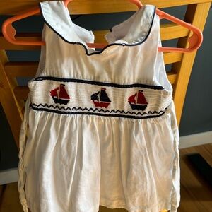 Jayne Copeland Nautical White Dress with Navy Accents 12M